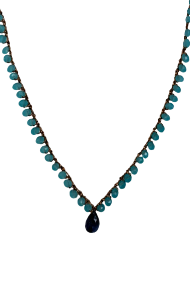 Collana cristalli con pendente blu